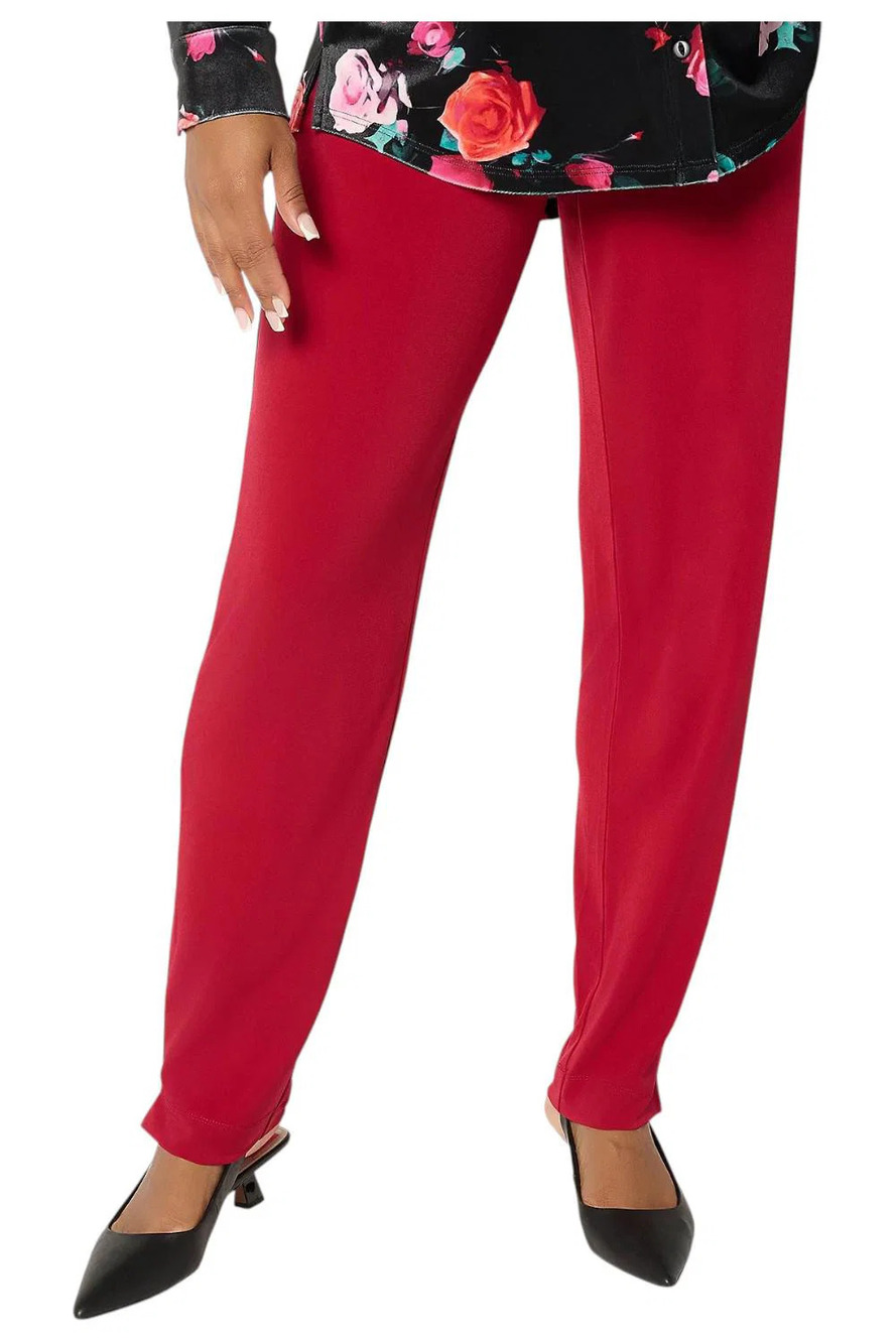Susan Graver Liquid Knit Pull-On Slim-Leg Pants Red Currant - Regular